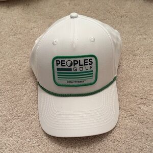 NWOT Peoples Golf White Cap with Green Logo